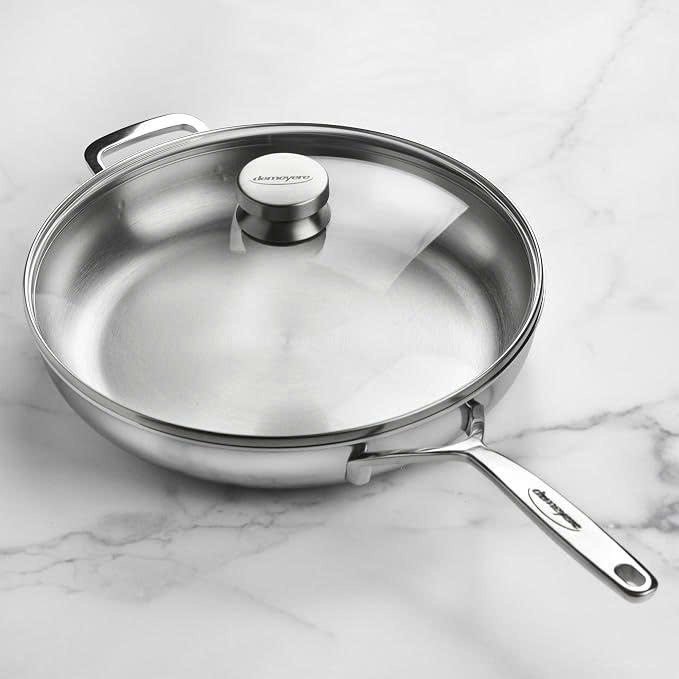 Demeyere 5-Plus 12.5-inch Stainless Steel Fry Pan With Glass Lid